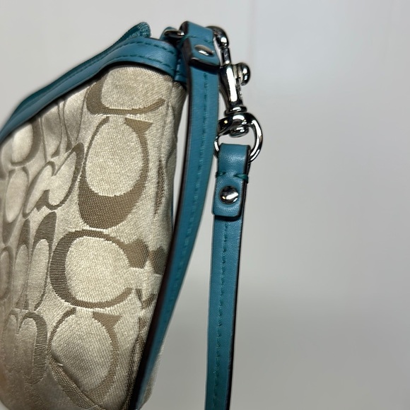 Coach Tan and Teal Clutch Wristlet - Picture 5 of 11
